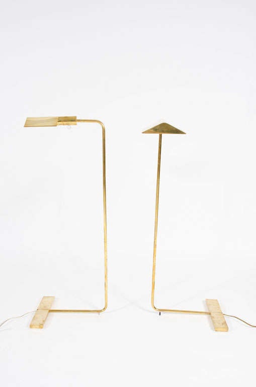 Pair of Polished Brass Reading Lamps by Cedric Hartman