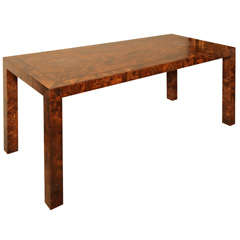 Burled maple Parsons style table by John Stewart