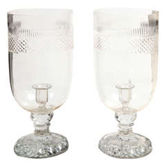 heavy, cut glass candlesticks