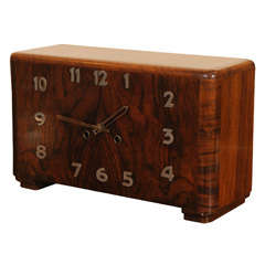 Vintage Walnut Art Deco Clock