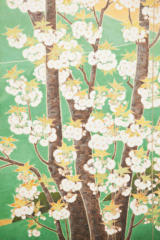 20th Century S1296 Japanese Screen Cherry Trees and Wisteria.