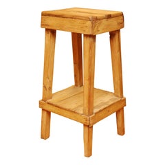 English Pine bub stool, with shelf