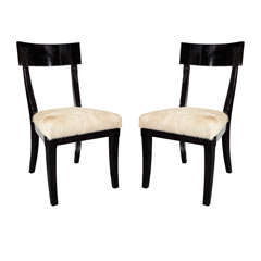 Pair of Klismos Side Chairs with High Backs and Pony Seats