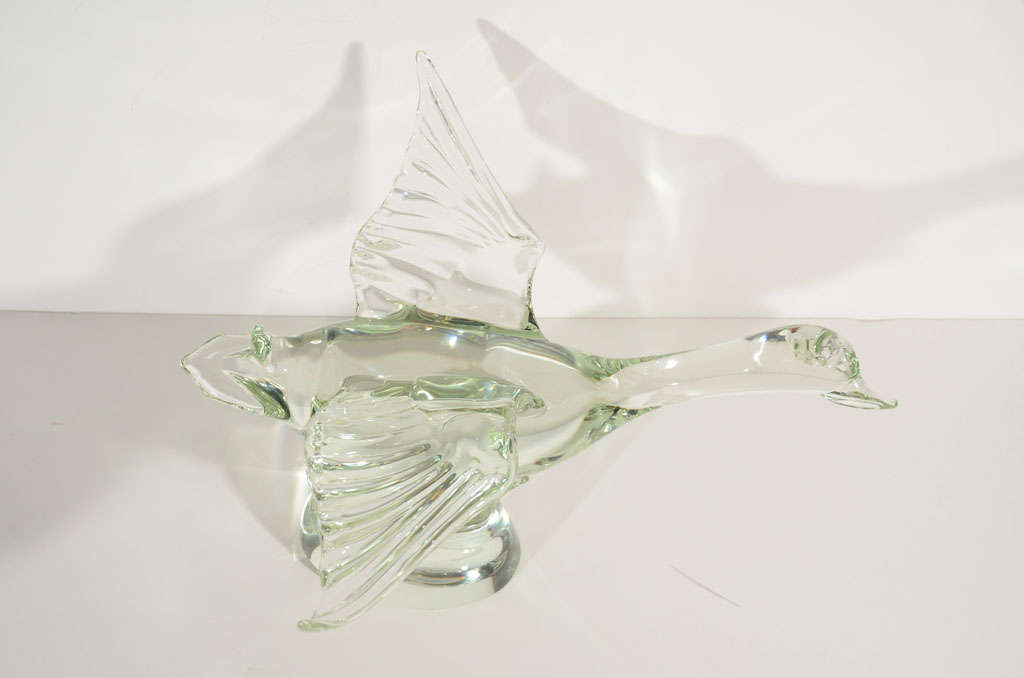 Italian Stylized Murano Glass Waterbird Sculpture by Licio Zanetti