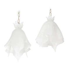 Pair of Exquisite Opaline Murano Fazzoletto Lights for Venini