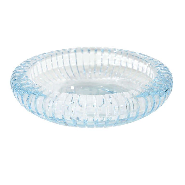 Orrefors Crystal Bowl with Fluted Details in Ice Blue at 1stDibs