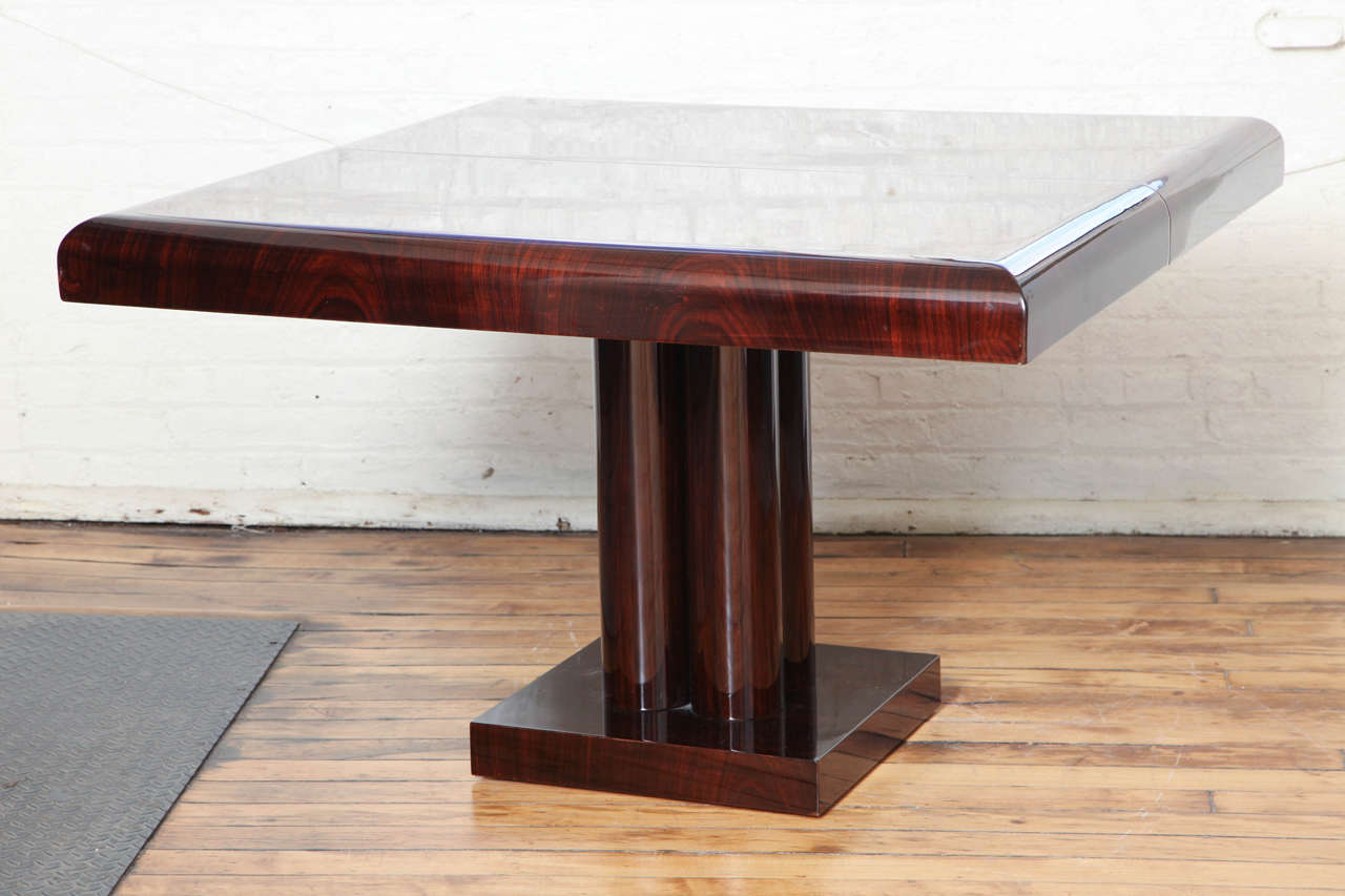 Art Deco pedestal dining table with 20.5" extension.