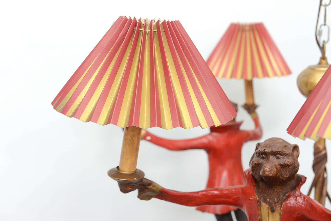 20th Century Vintage Bill Huebbe Original Handcrafted Monkeys Chandelier Whimsical