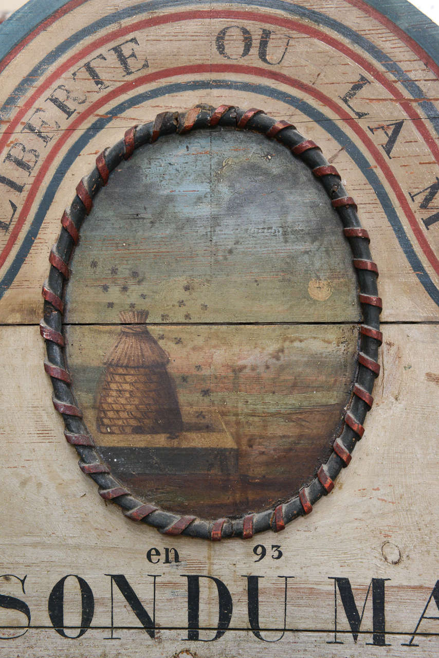 French Trumeau Mirror with Hand-Painted Beehives