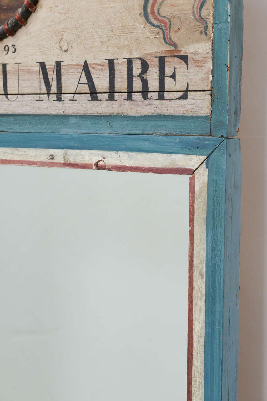 Trumeau Mirror with Hand-Painted Beehives In Good Condition In Miami, FL