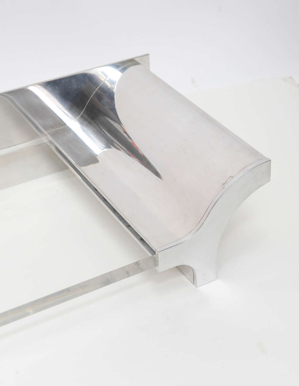 Late 20th Century Aluminium and Lucite Wall-Mounted Console, Signed by Karl Springer, 1970s For Sale