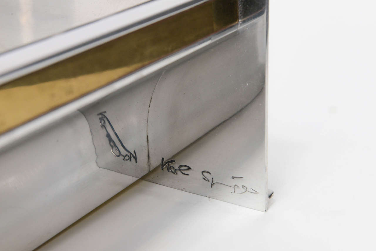 Aluminum Aluminium and Lucite Wall-Mounted Console, Signed by Karl Springer, 1970s For Sale