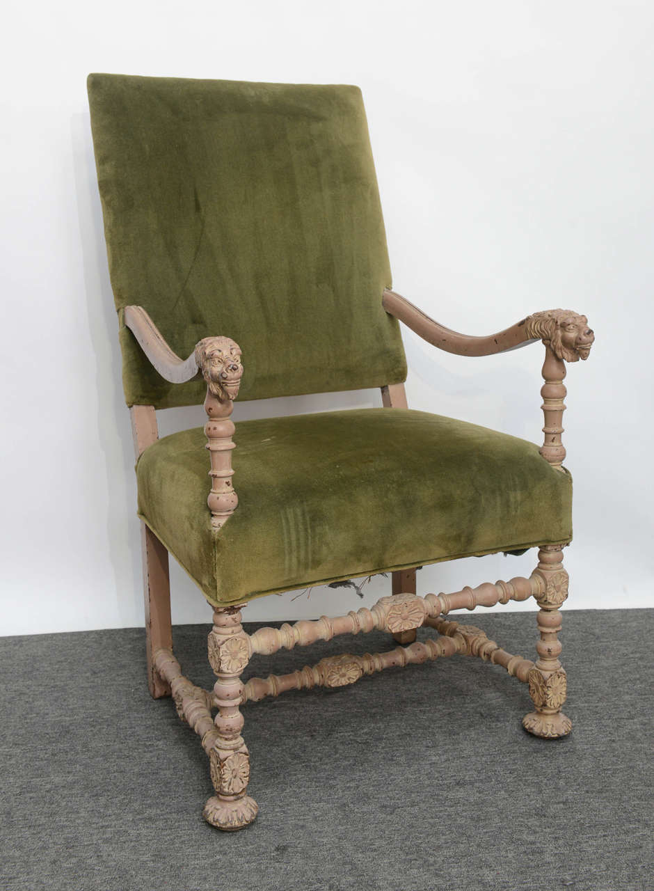 19th Century French Louis XIII Style Armchair In Good Condition In Miami, FL