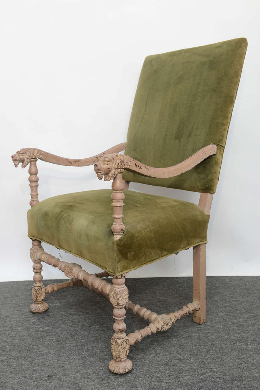 Wood 19th Century French Louis XIII Style Armchair
