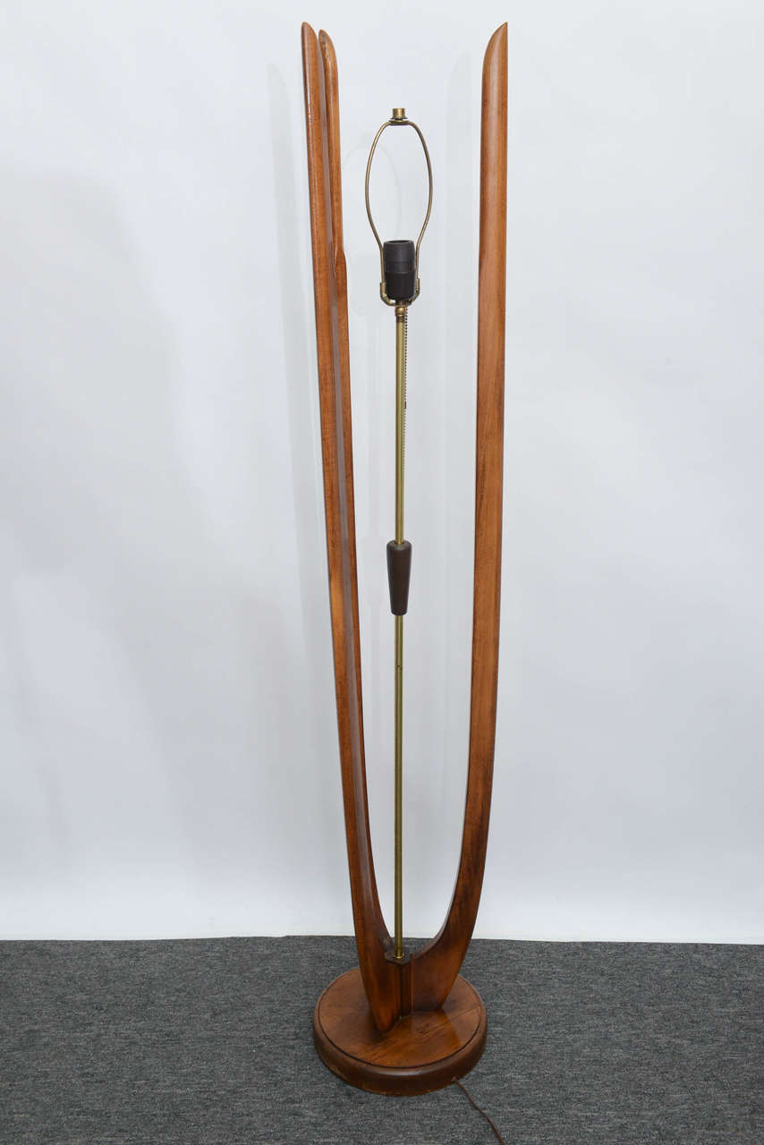 Mid-20th Century Sculptural 1960s Walnut Floor Lamp