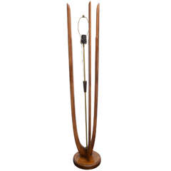 Sculptural 1960s Walnut Floor Lamp