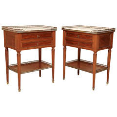 Pair of Louis XVI Style Brass Mounted Mahogany Cabinets Antique Pair of Louis XVI Style Brass Mounted Mahogany Cabinets