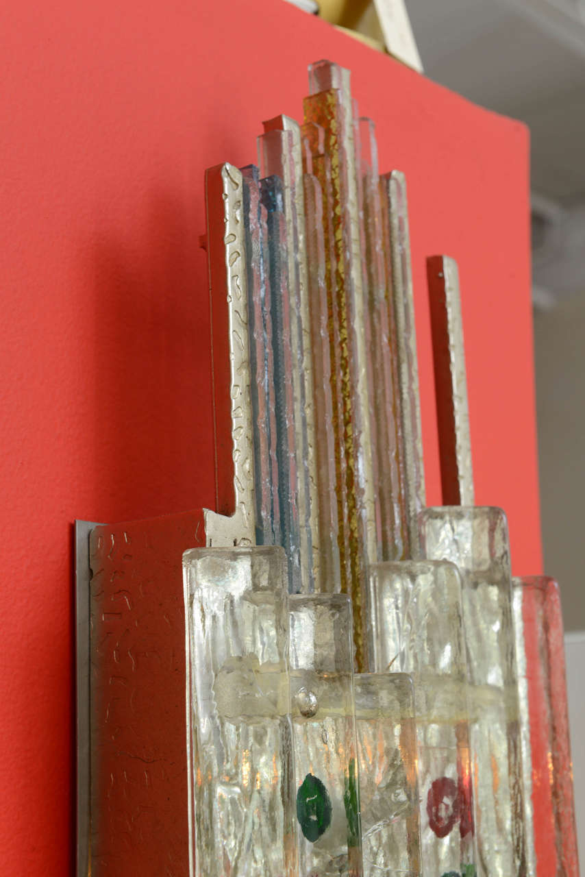 Glass Mid-Century Modern Back-Lid Wall Sculpture in the Style of Poliarte For Sale