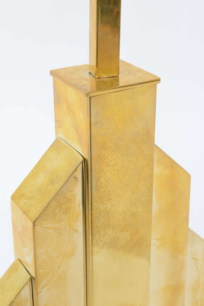 Pair of Romeo Rega Brass Table Lamps Skyscraper Shape Mid-Century Modern Signed For Sale 2