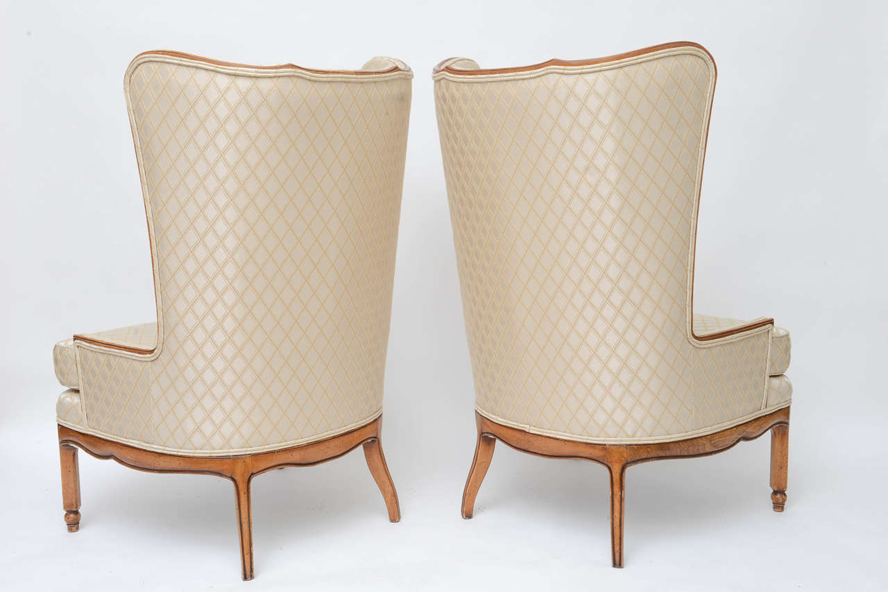 Late 20th Century Pair Grosfeld Style American Classic High Back Wing Tip Club Chairs  For Sale