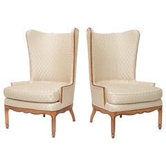 Grosfeld Style High Back Wing Tip Club Chairs