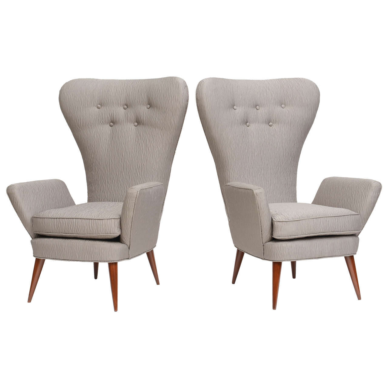 Pair of Italian Modern High Back Chairs, Italy For Sale