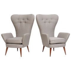 Pair of Italian Modern High Back Chairs, Italy