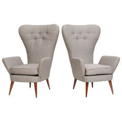 Pair of Italian Modern High Back Chairs, Italy 12