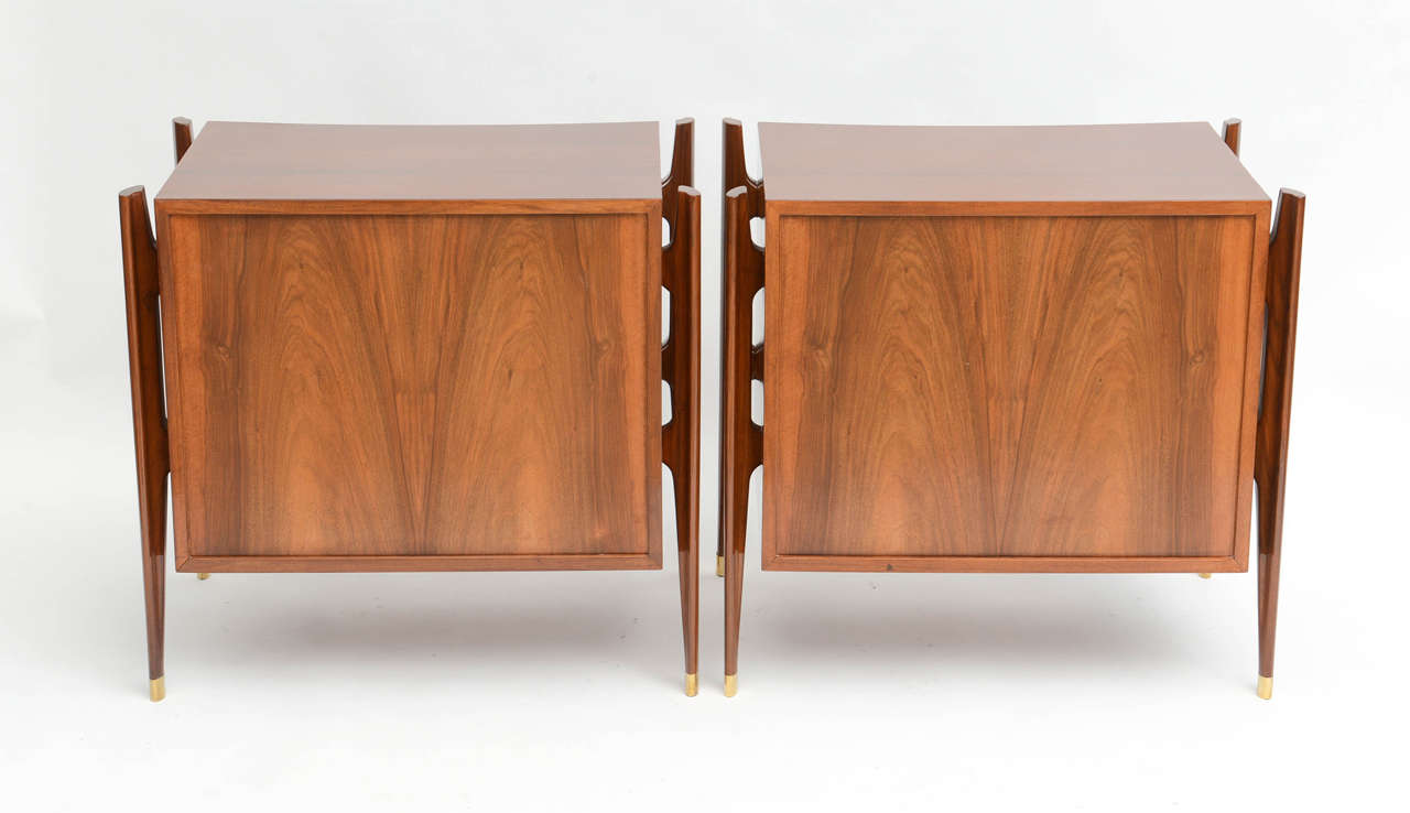 Fruitwood Pair of Swedish Modern Bedside Cabinets, William Hinn