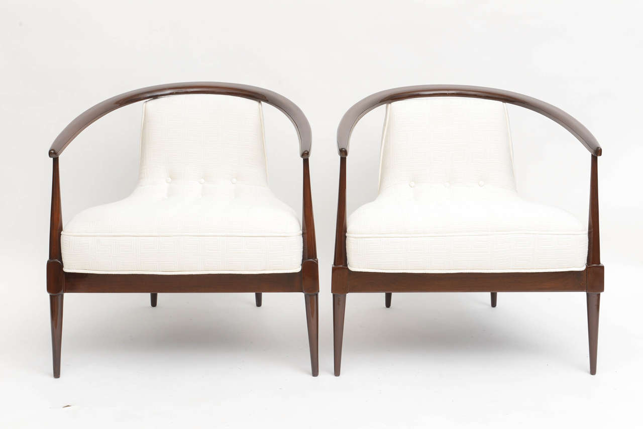 the mahogany frame with a drop in upholstered seat