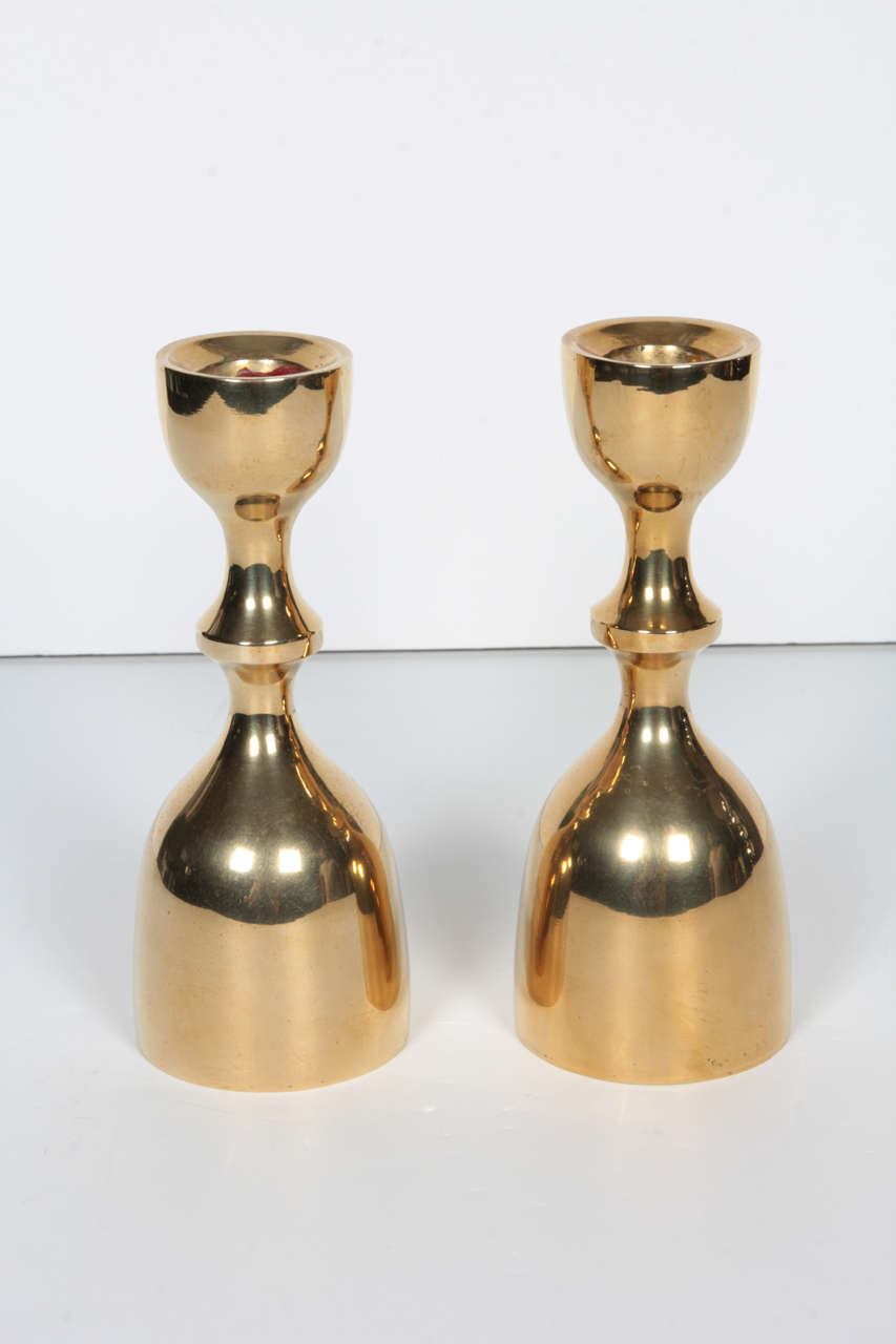 Pair of Unusual Brass Candleholders