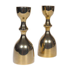 Pair of Unusual Brass Candleholders