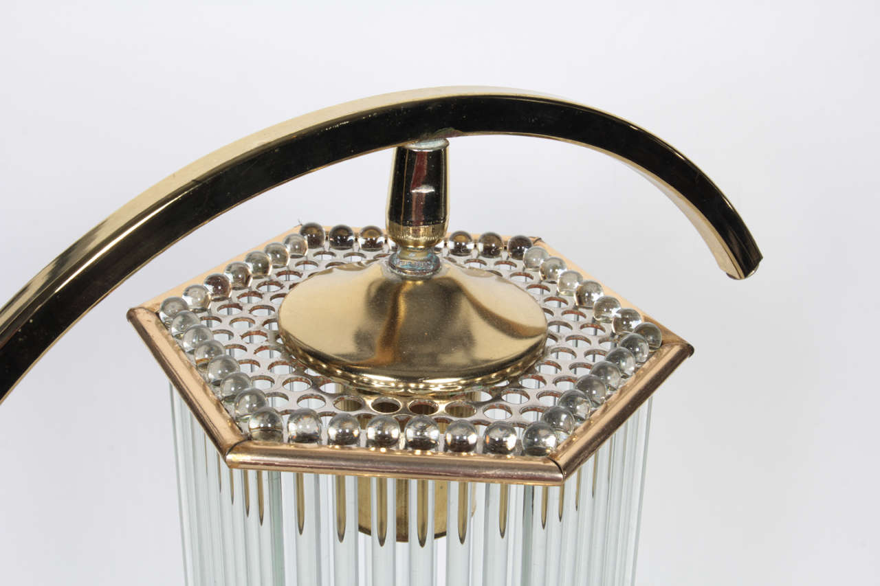 Italian Unusual Brass Table Lamp with Cascading Glass Rods by Gaetano Sciolari