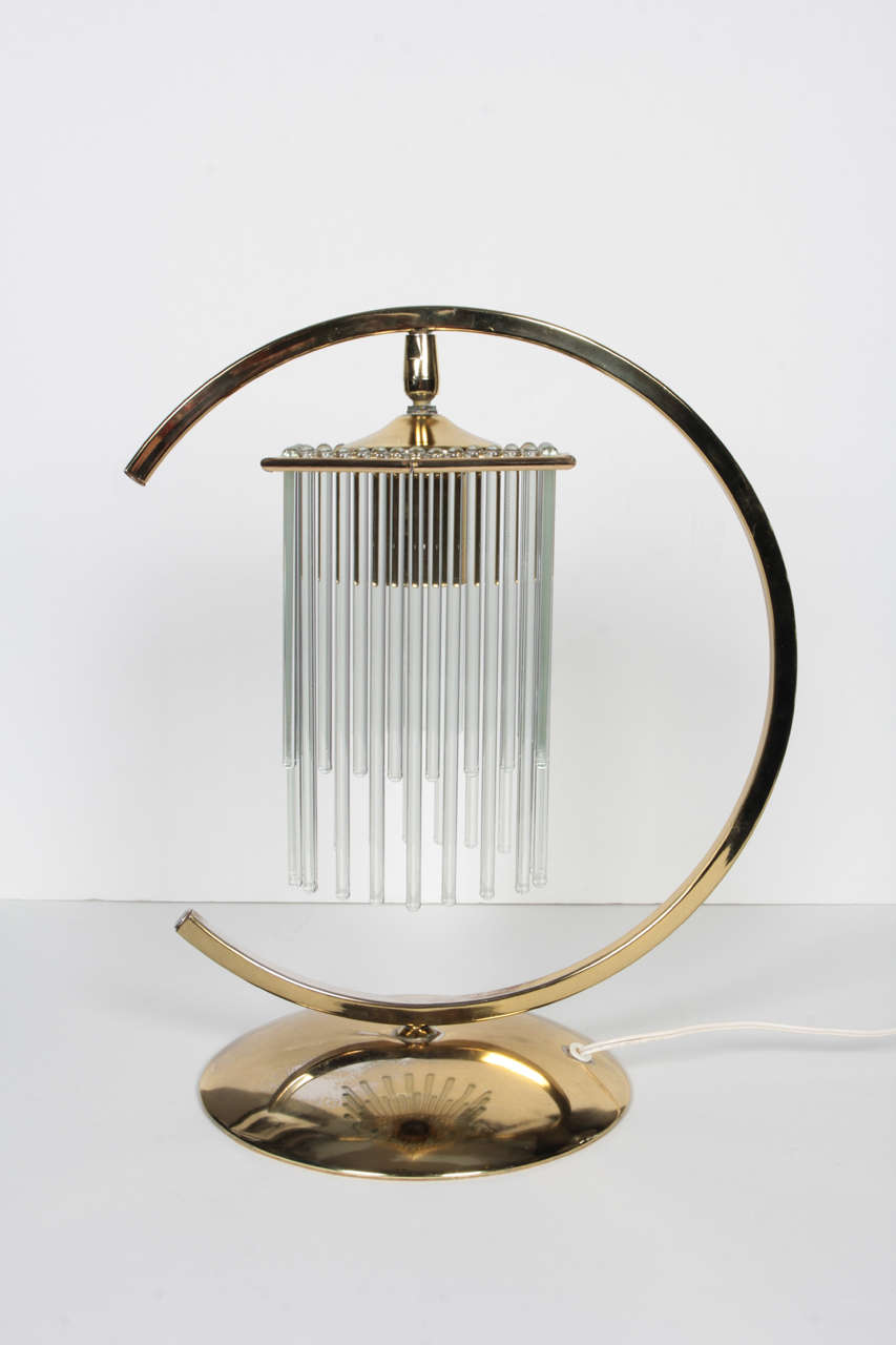 Unusual Brass Table Lamp with Cascading Glass Rods by Gaetano Sciolari 1