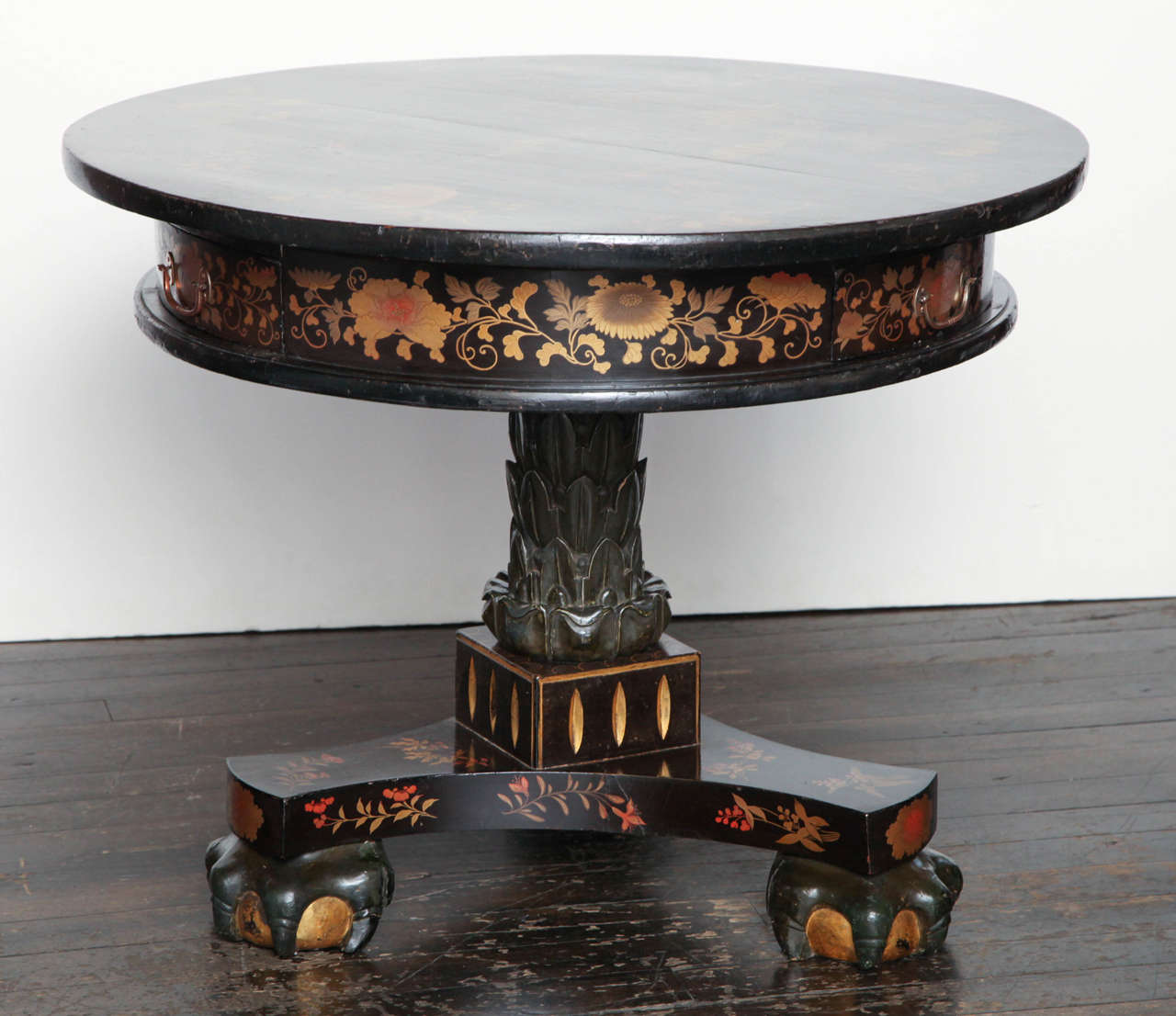 19th century Chinese lacquer drum table for the export market,
circa 1830-1840.