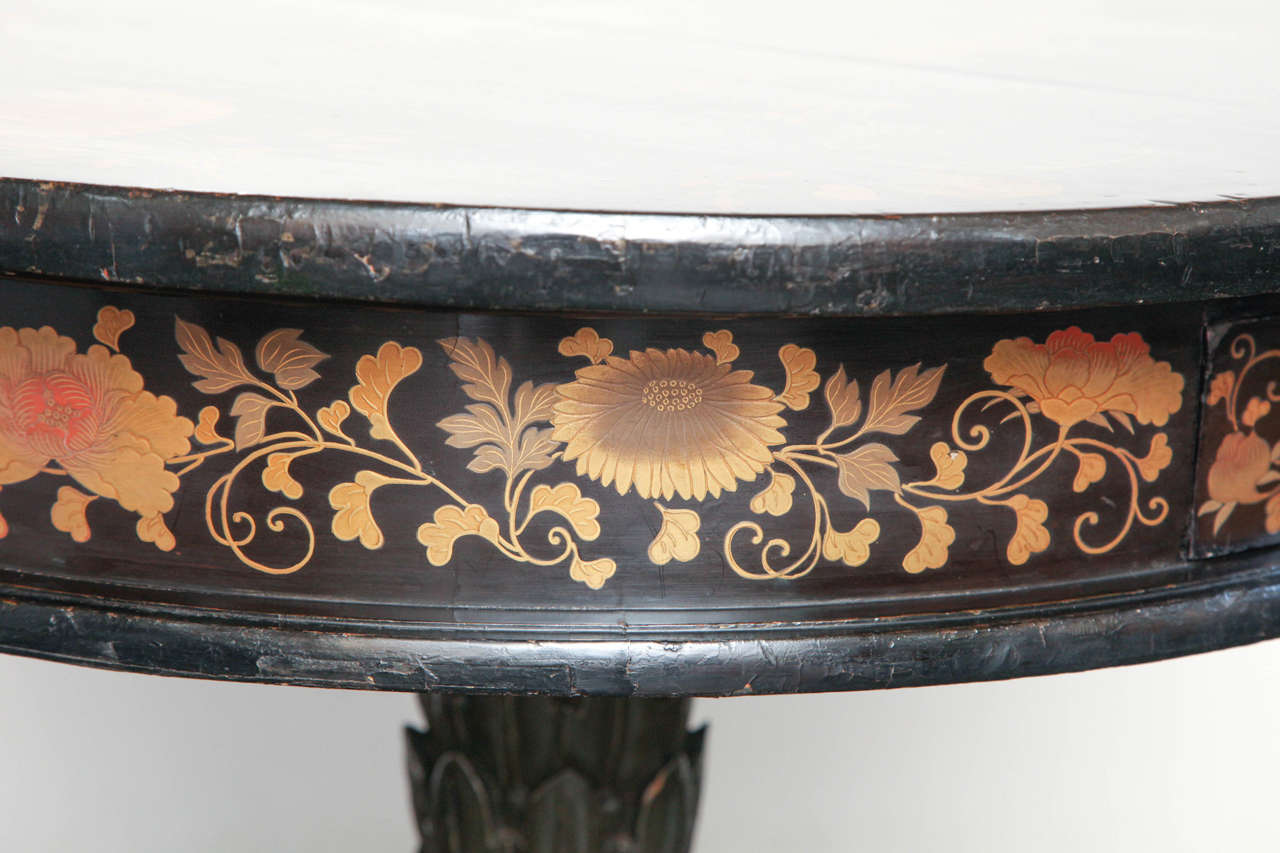 19th Century Chinese Lacquer Drum Table 1