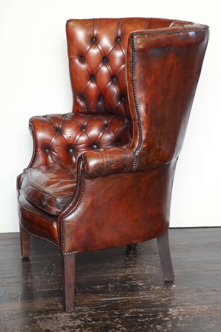 English Georgian Style Leather Library Chair