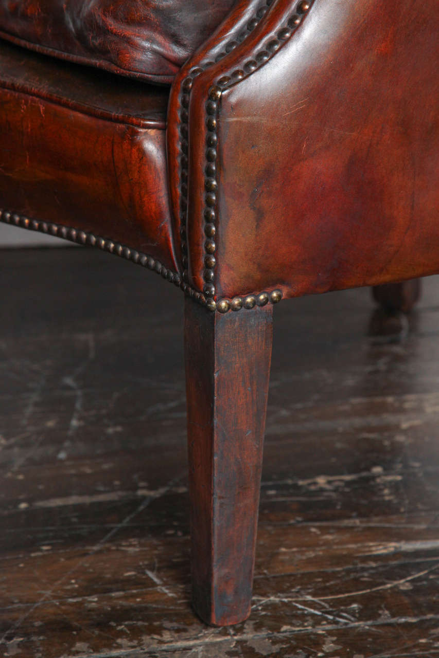 Georgian Style Leather Library Chair In Good Condition In New York, NY