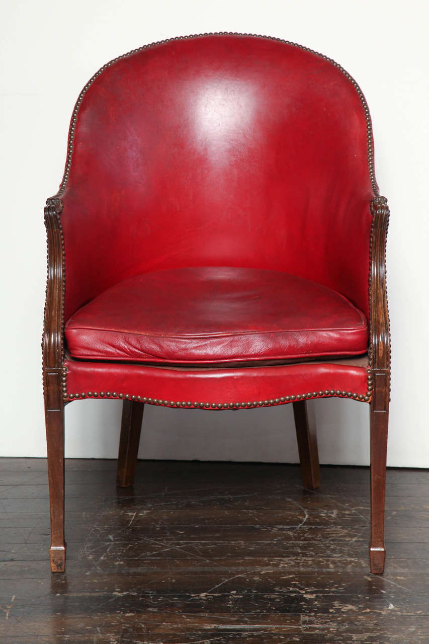 18th century Hepplewhite, leather upholstered desk chair, circa 1780.