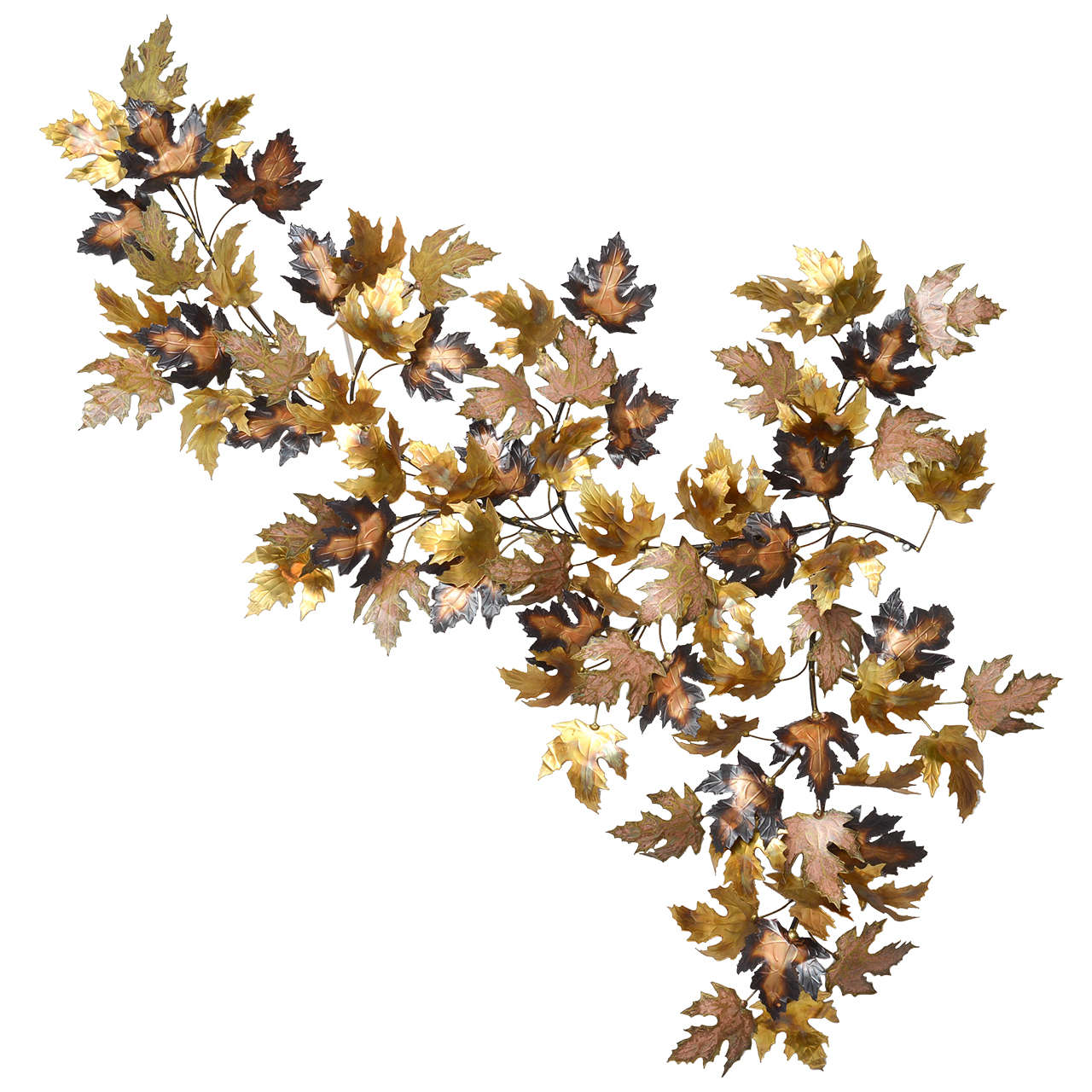 Saturday sale Falling Leaves, Signed, huge Metal Wall Sculpture