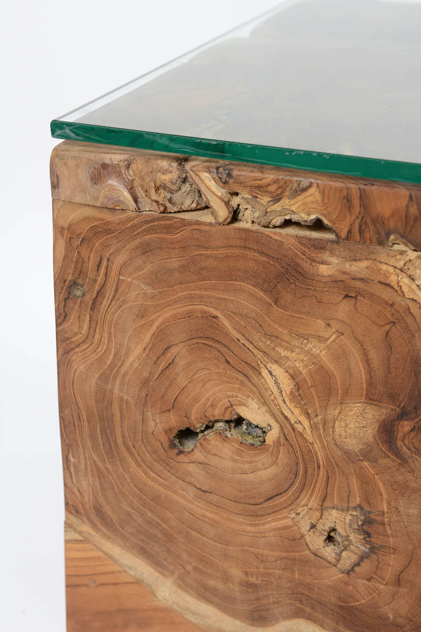 20th Century Repurposed Wood Organic, Cube Side Tables