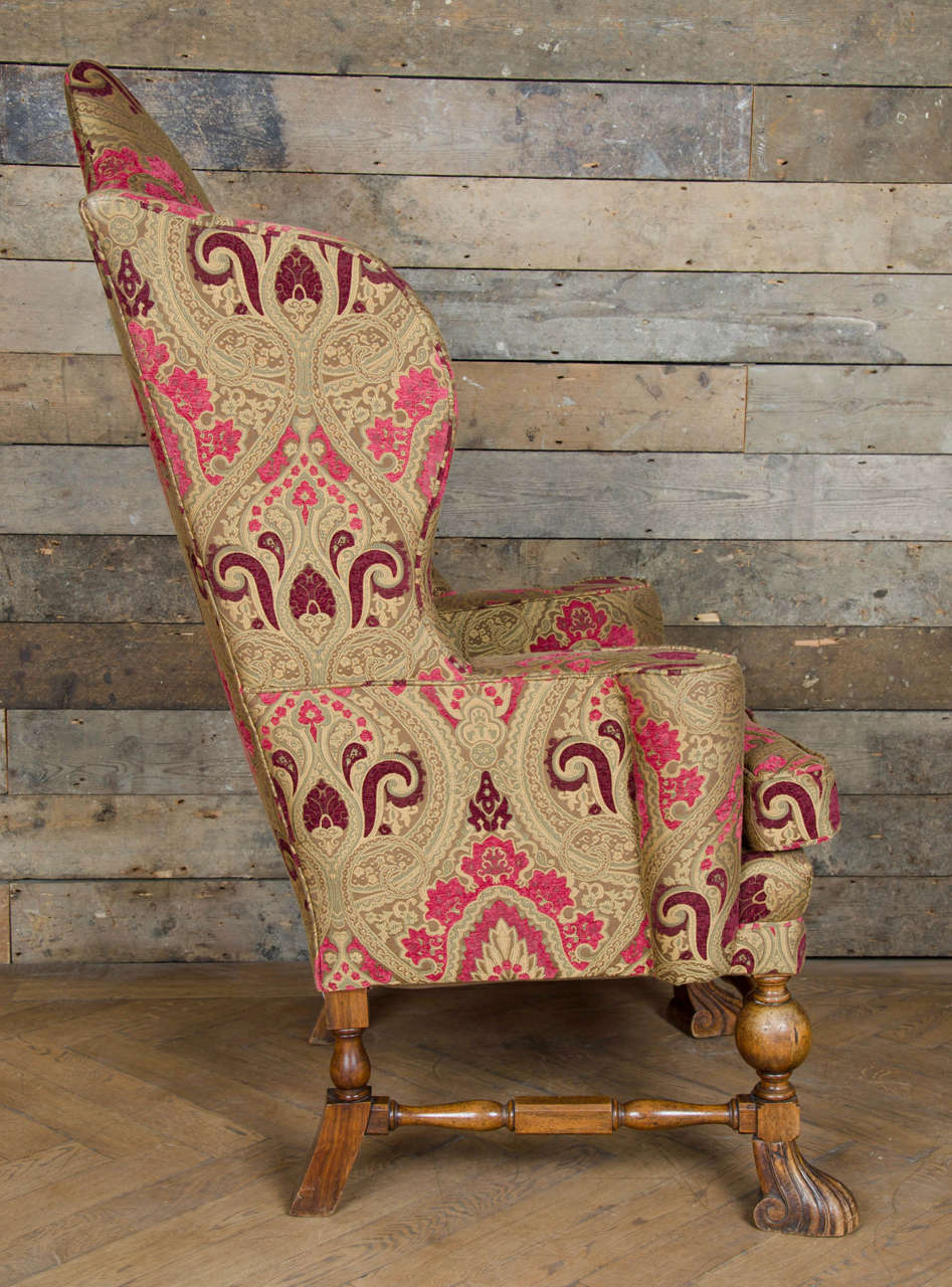 Antique William & Mary Wingback Armchair For Sale 2