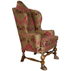 Antique William & Mary Wingback Armchair