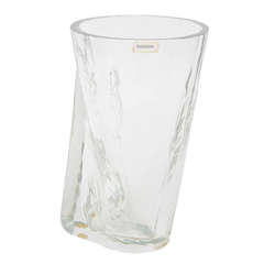 Large  Vintage Architectural Glass Vase, Signed Barbini