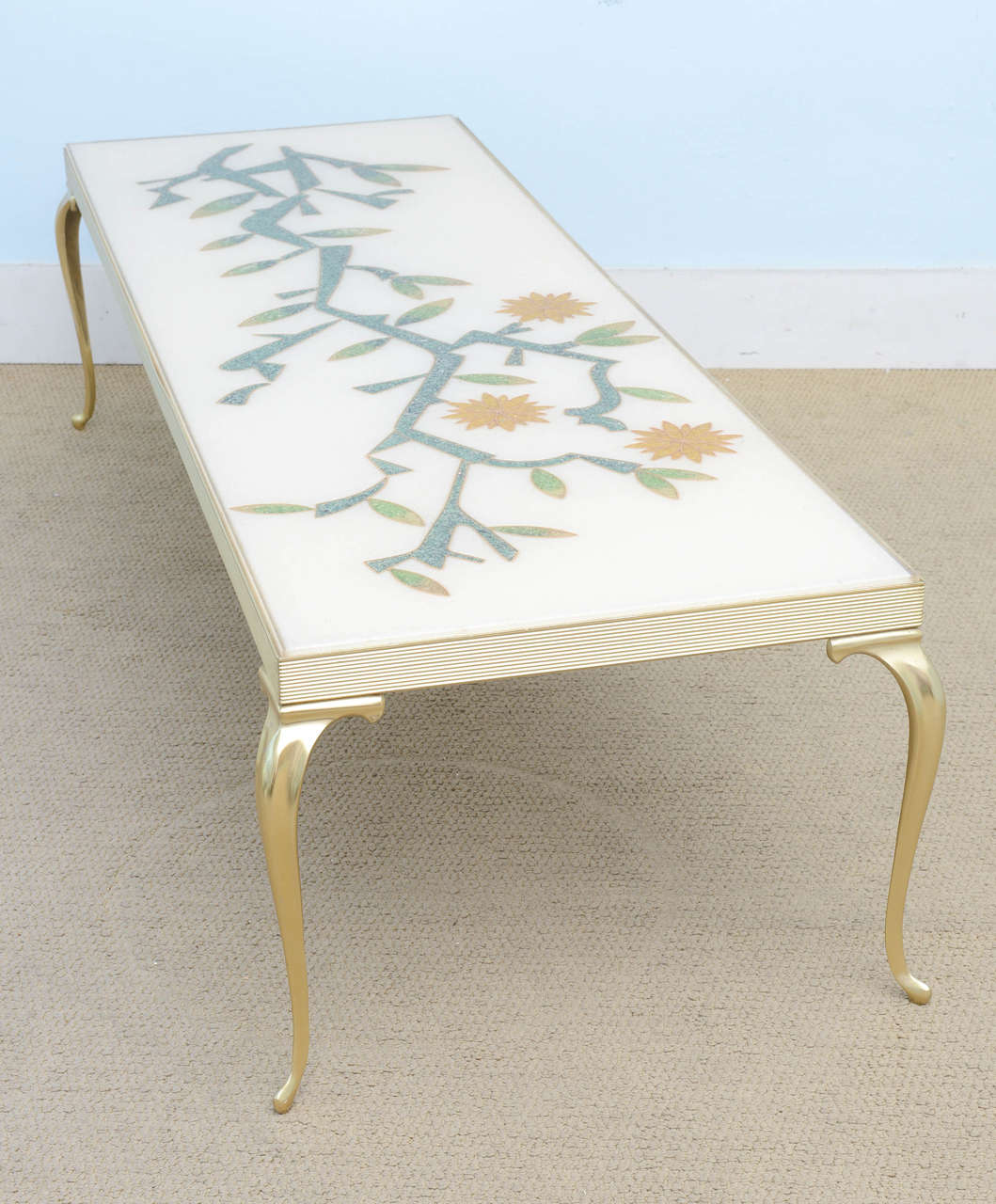 20th Century Mid Century Modern Hollywood Regency Continental Resin-Inlaid Coffee Table