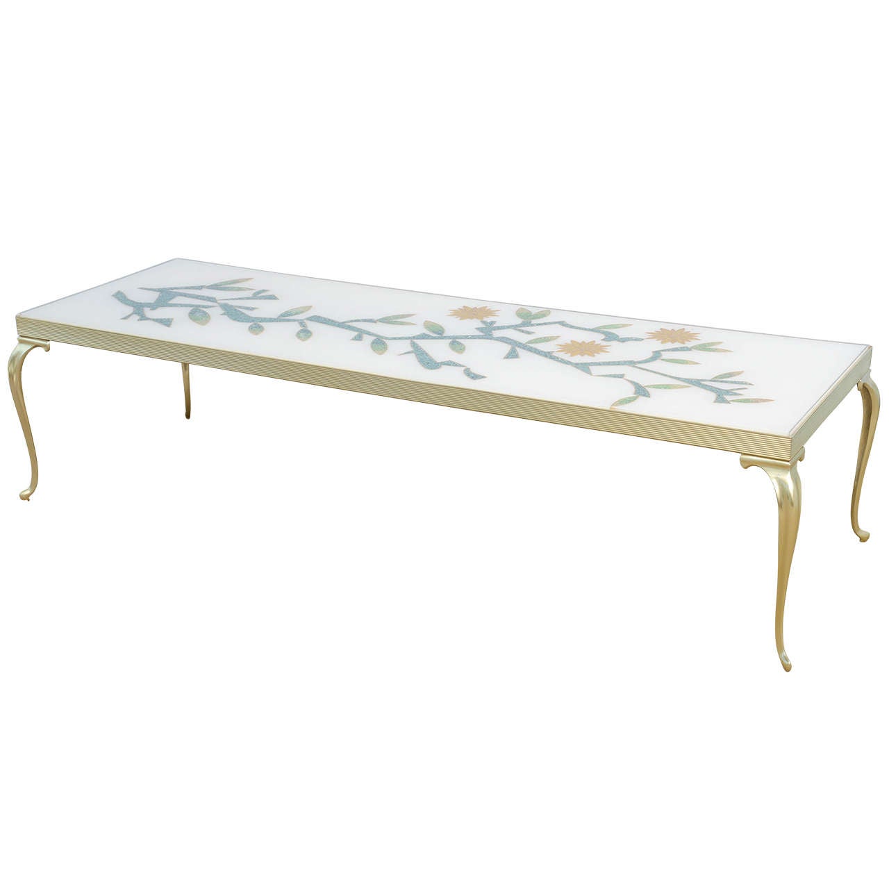 Mid Century Modern Hollywood Regency Continental Resin-Inlaid Coffee Table