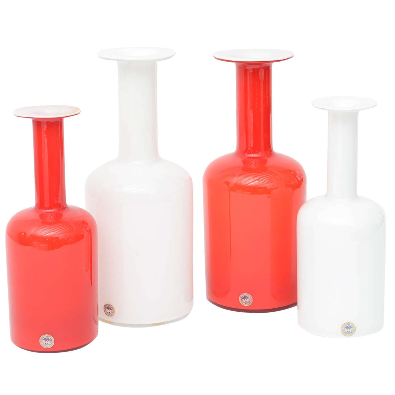 Mid Century Modern Scandinavian Set of Gull Glass Vases by Holmegaard