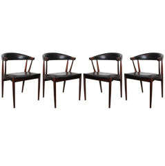 Set of 4 Round Rosewood Dining Chairs by Kai Kristiansen