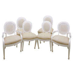 Set of 8 White Lacquer Dining Chairs