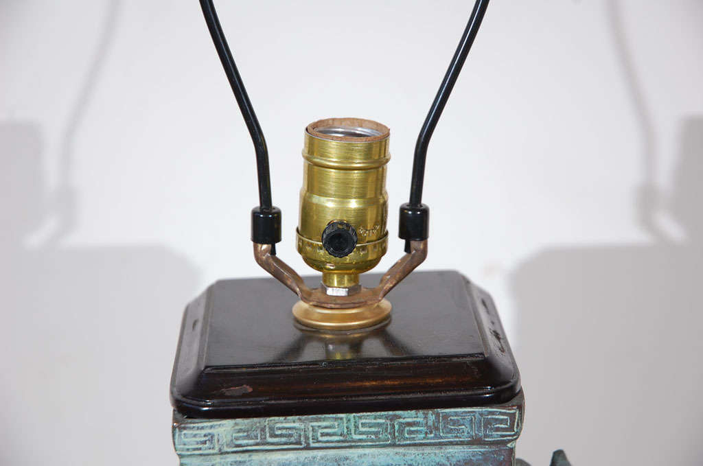 Chinese CHINESE STYLE  BRONZE VERDIGRIS LAMP